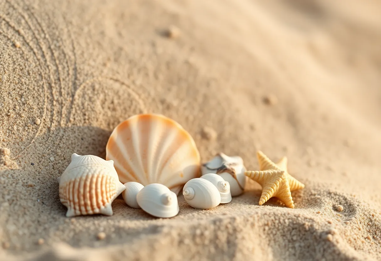 Seashells on Sandy Beach Abstract