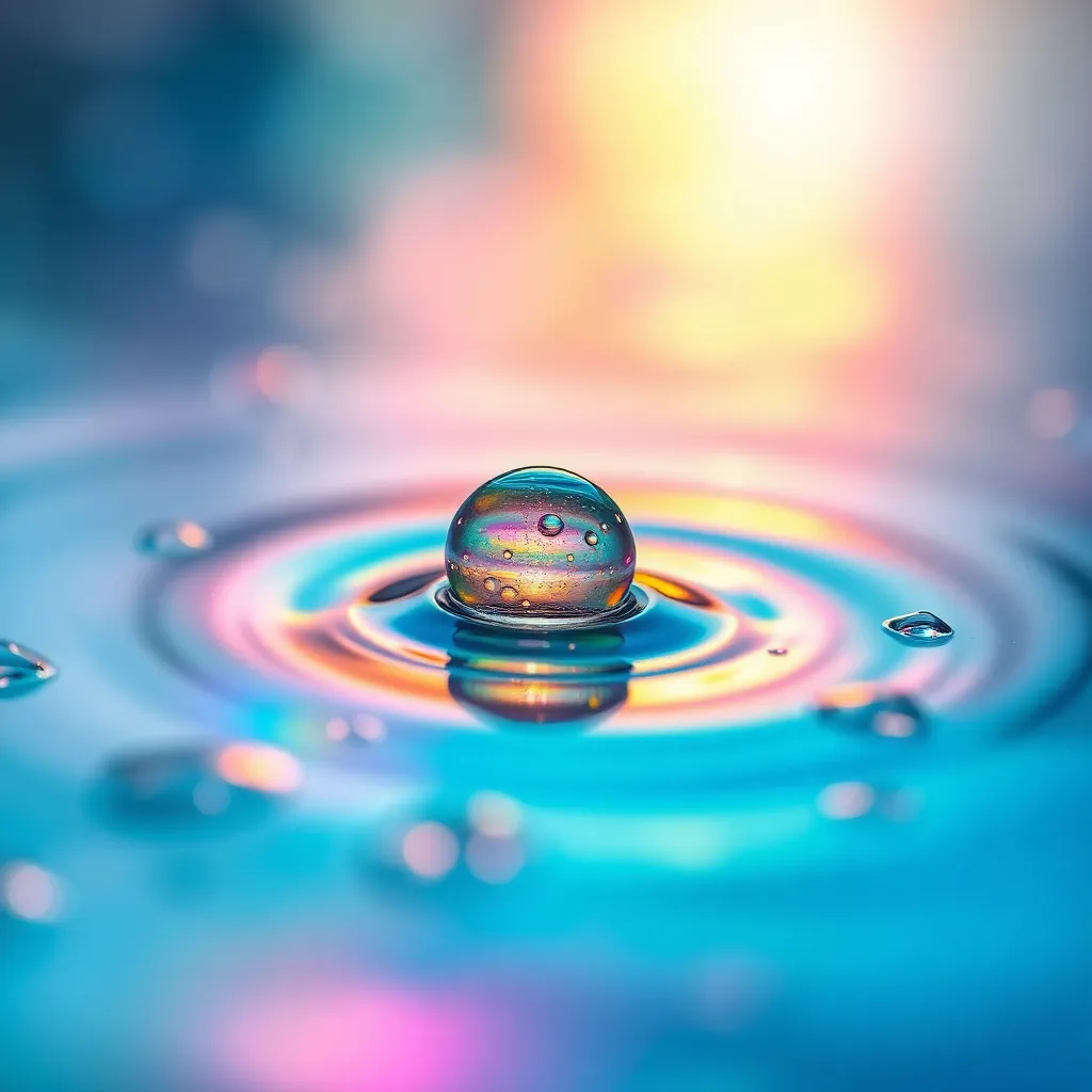 Iridescent Oil Droplets Abstract Close-Up