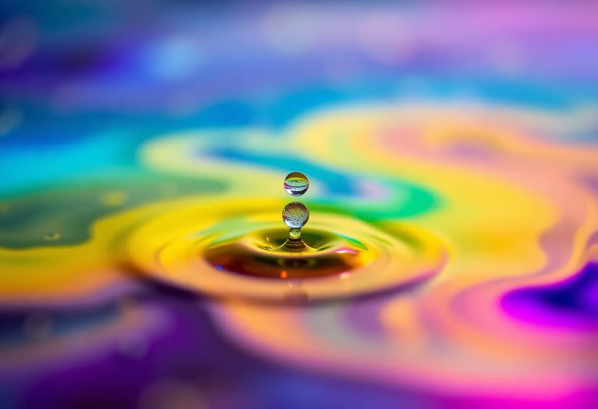 Macro Abstract of Oil Droplets on Water