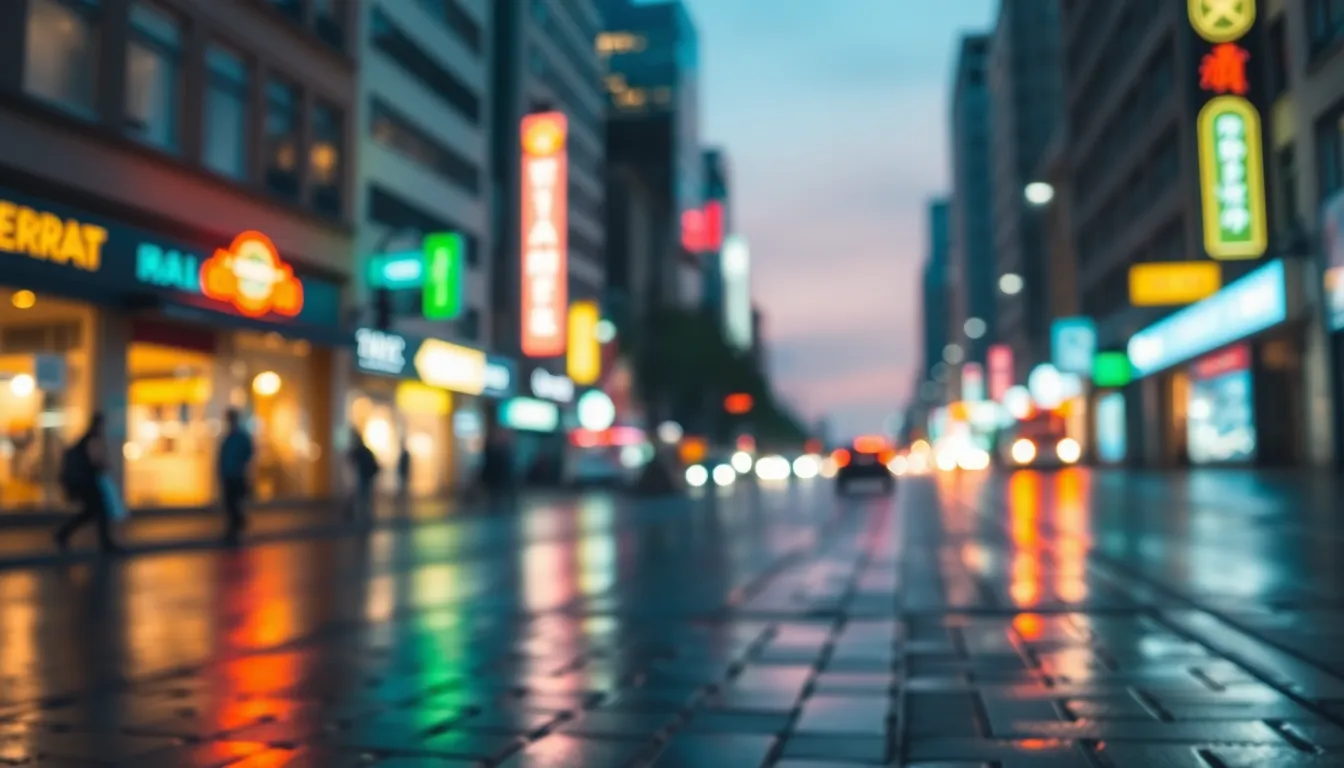 Neon Reflections in Cityscape