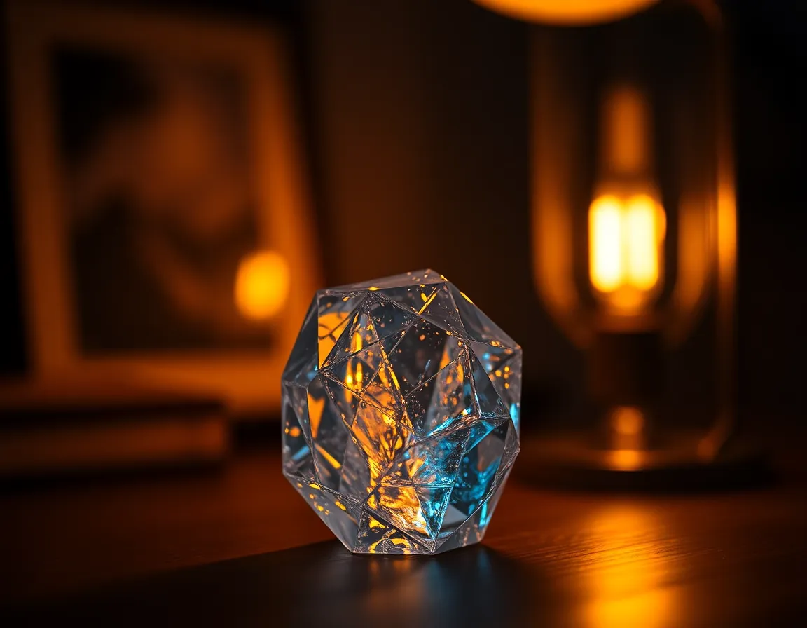 Crystal Object Glowing in Warm Light