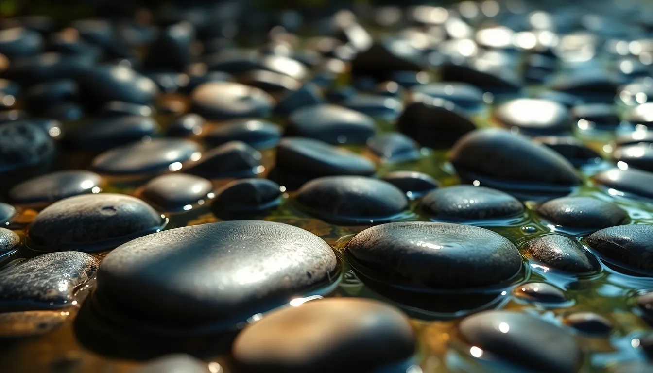 Smooth Pebbles in Shallow Stream