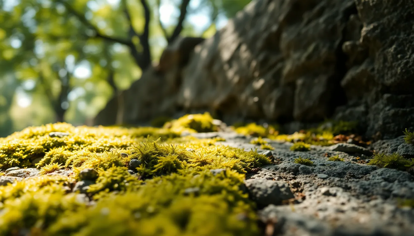 Textures of Weathered Stone and Moss