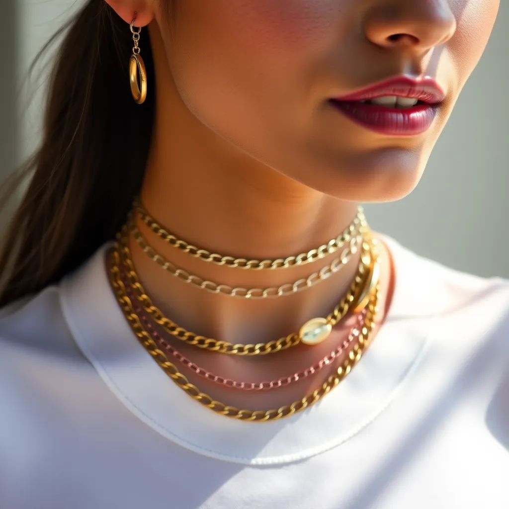 Elegant Model with Layered Necklaces