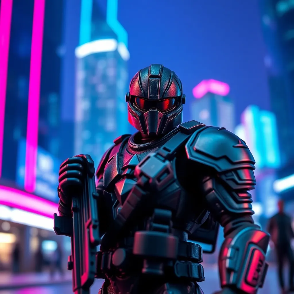 Modern Action Figure in Urban Battle Scene
