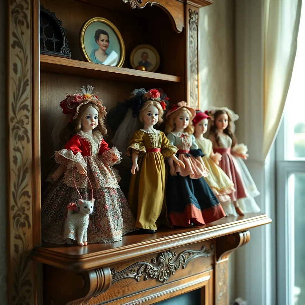 Vintage Dolls Displayed Elegantly