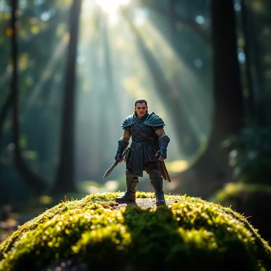 Fantasy Warrior Action Figure in Mystical Forest