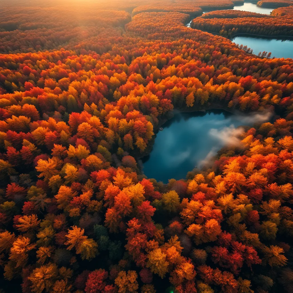 Stunning Aerial View of Autumn Forest