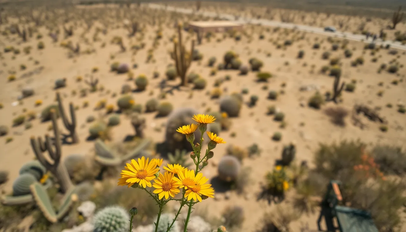 Desert Landscape with Wildflowers
