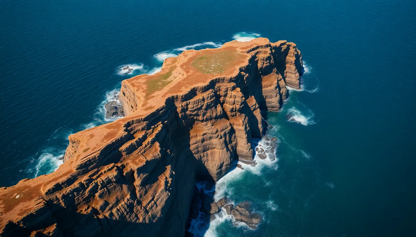 Aerial View of Rugged Coastal Cliffs