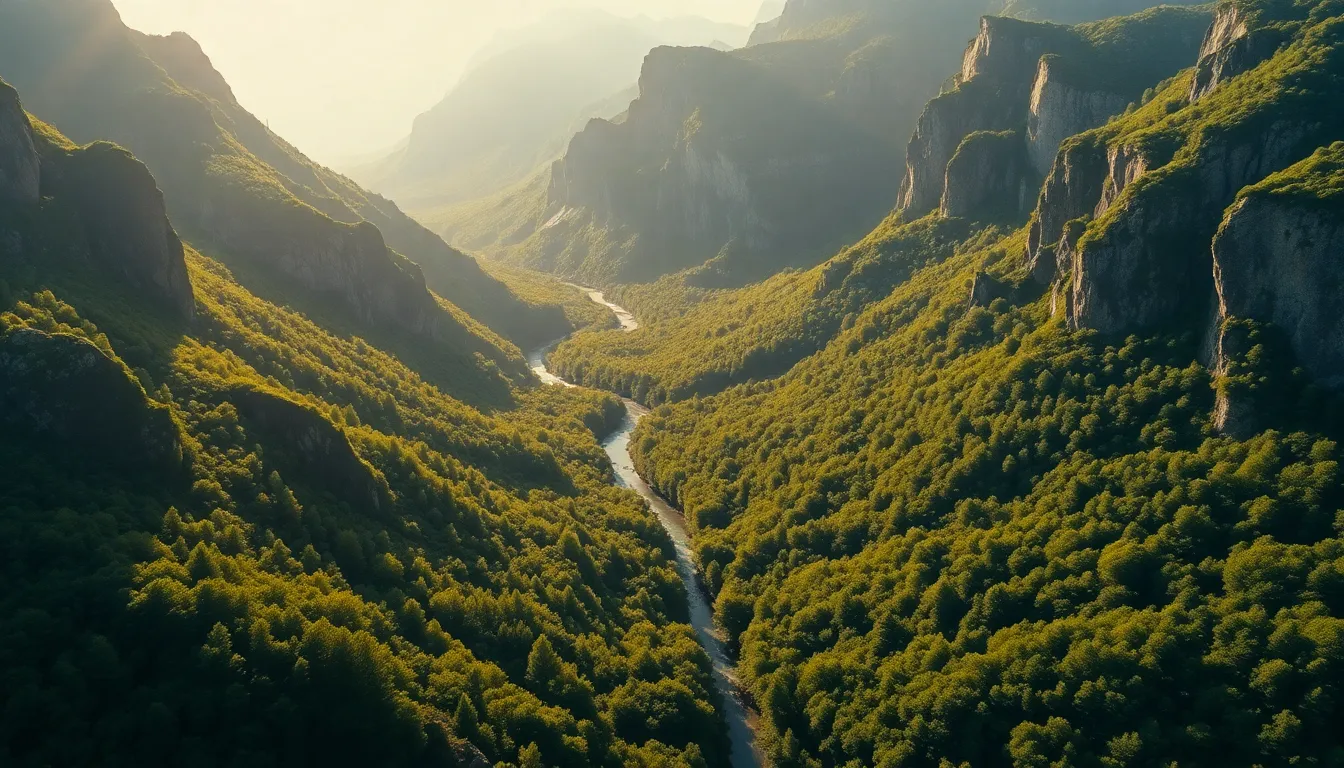 Aerial View of Lush Green Valley