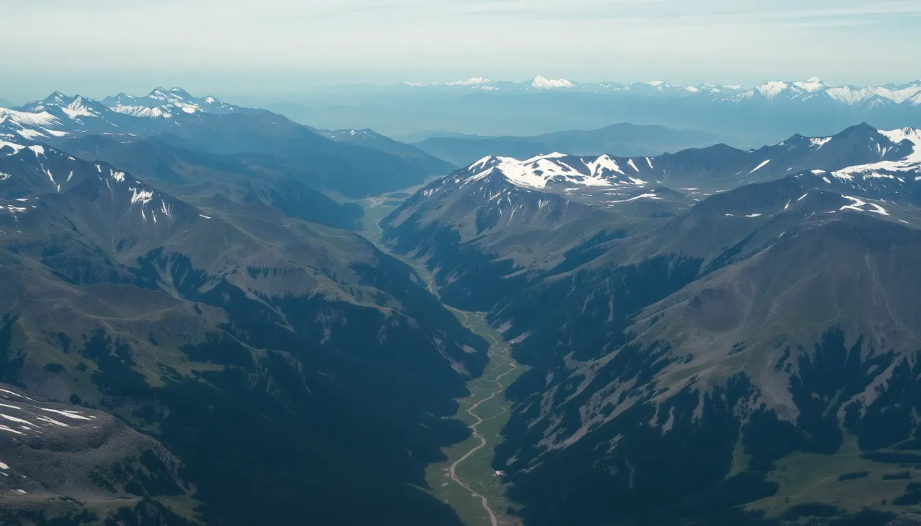 Snow-Capped Mountains Aerial Landscape