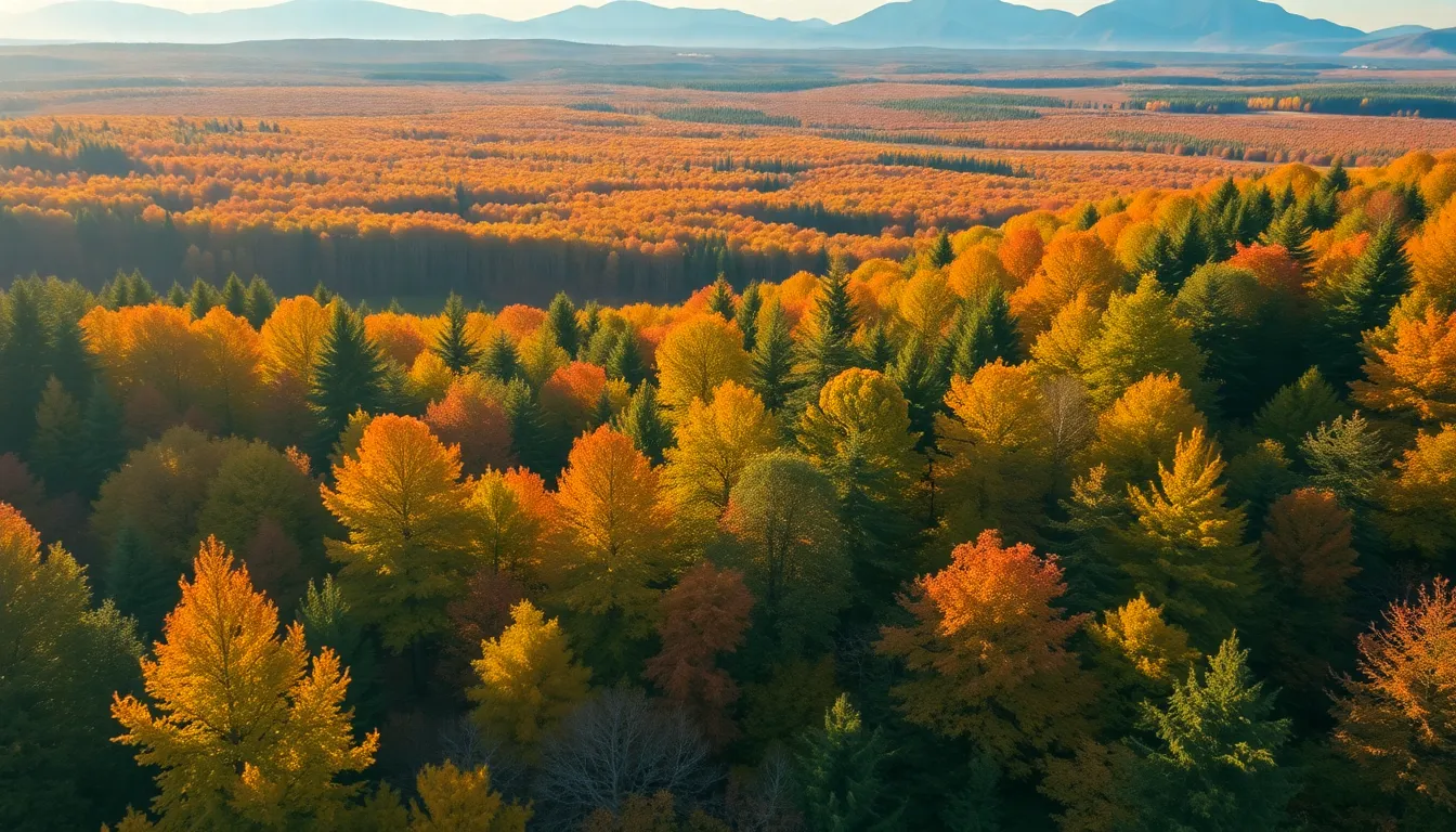 Aerial View of Autumn Forest