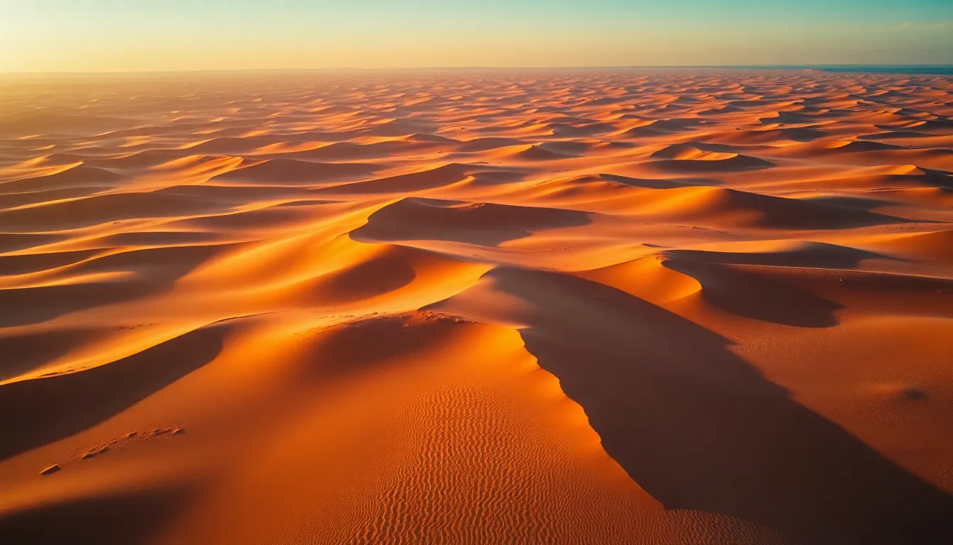 Stunning Aerial View of Desert Dunes