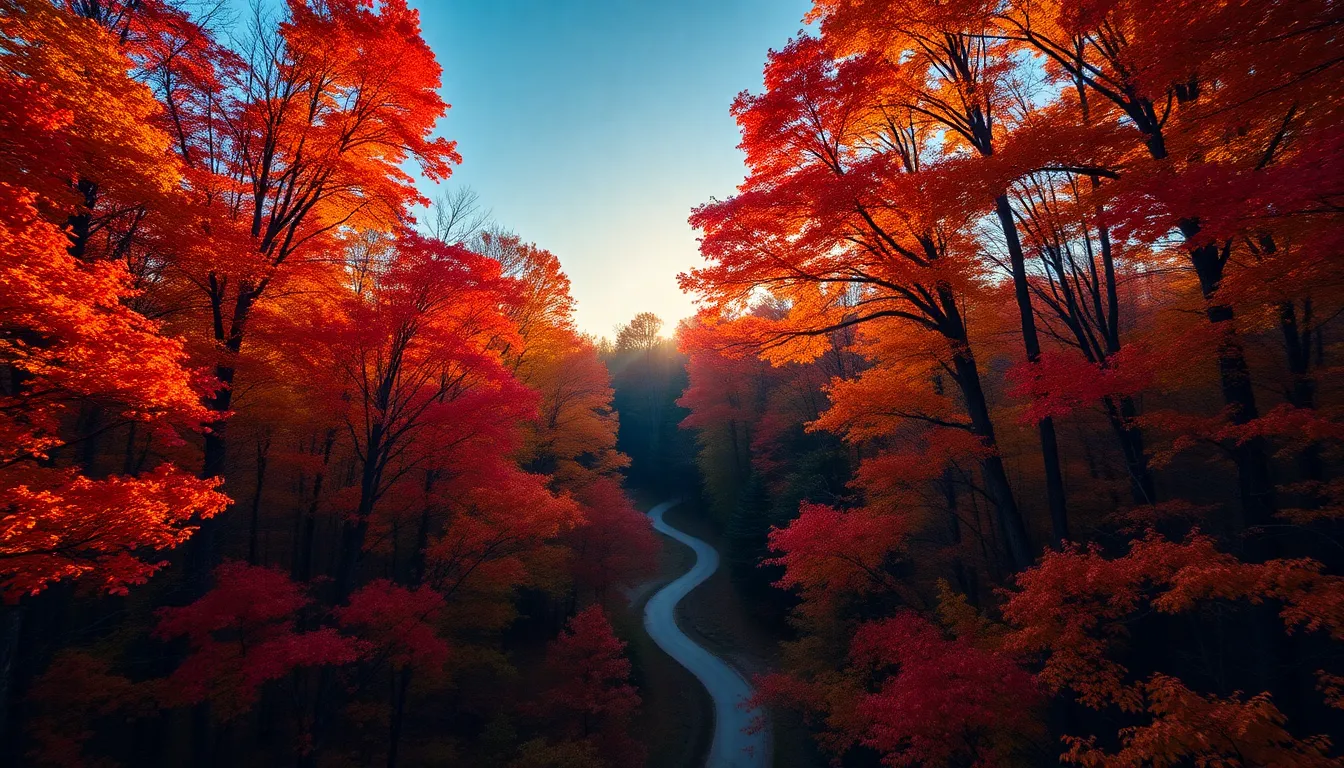 Vibrant Autumn Forest Aerial View