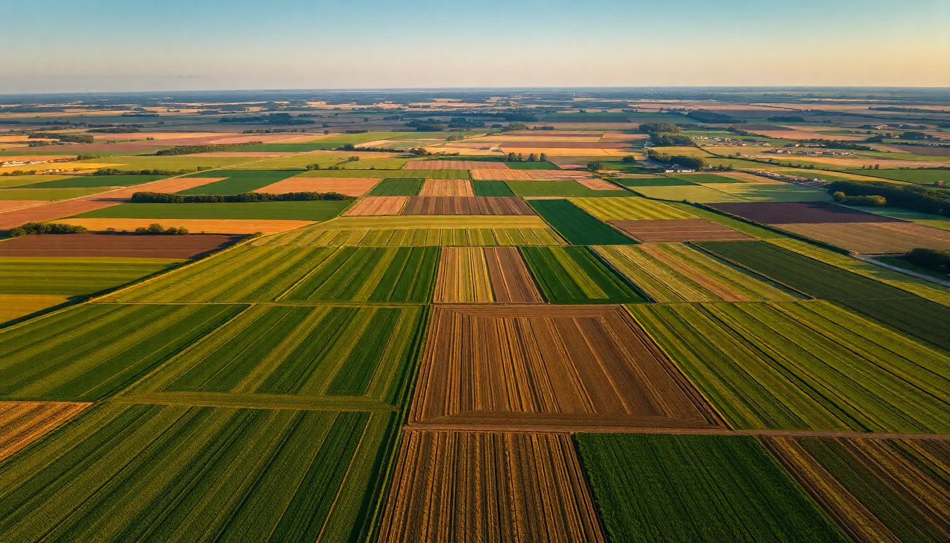 Golden Hour Aerial View of Valley and River