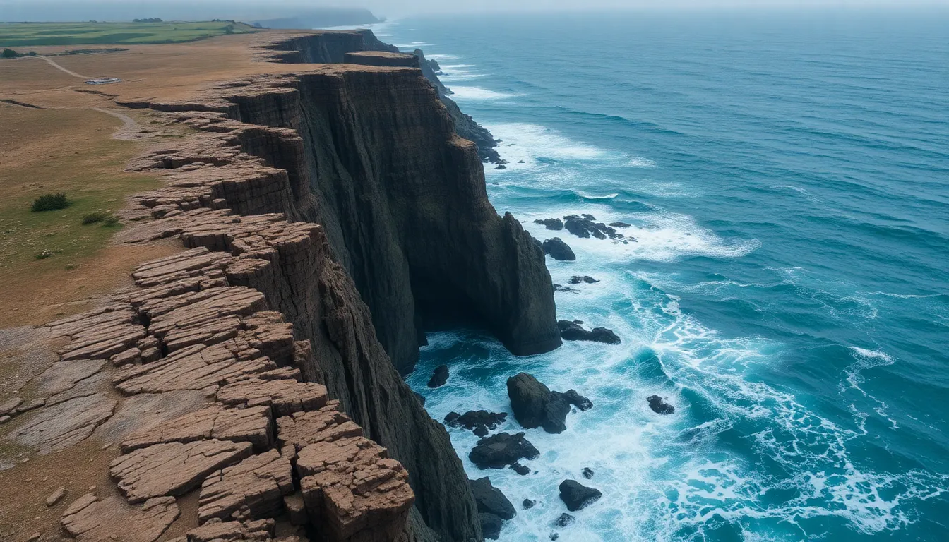 Dramatic Aerial View of Rugged Coastline