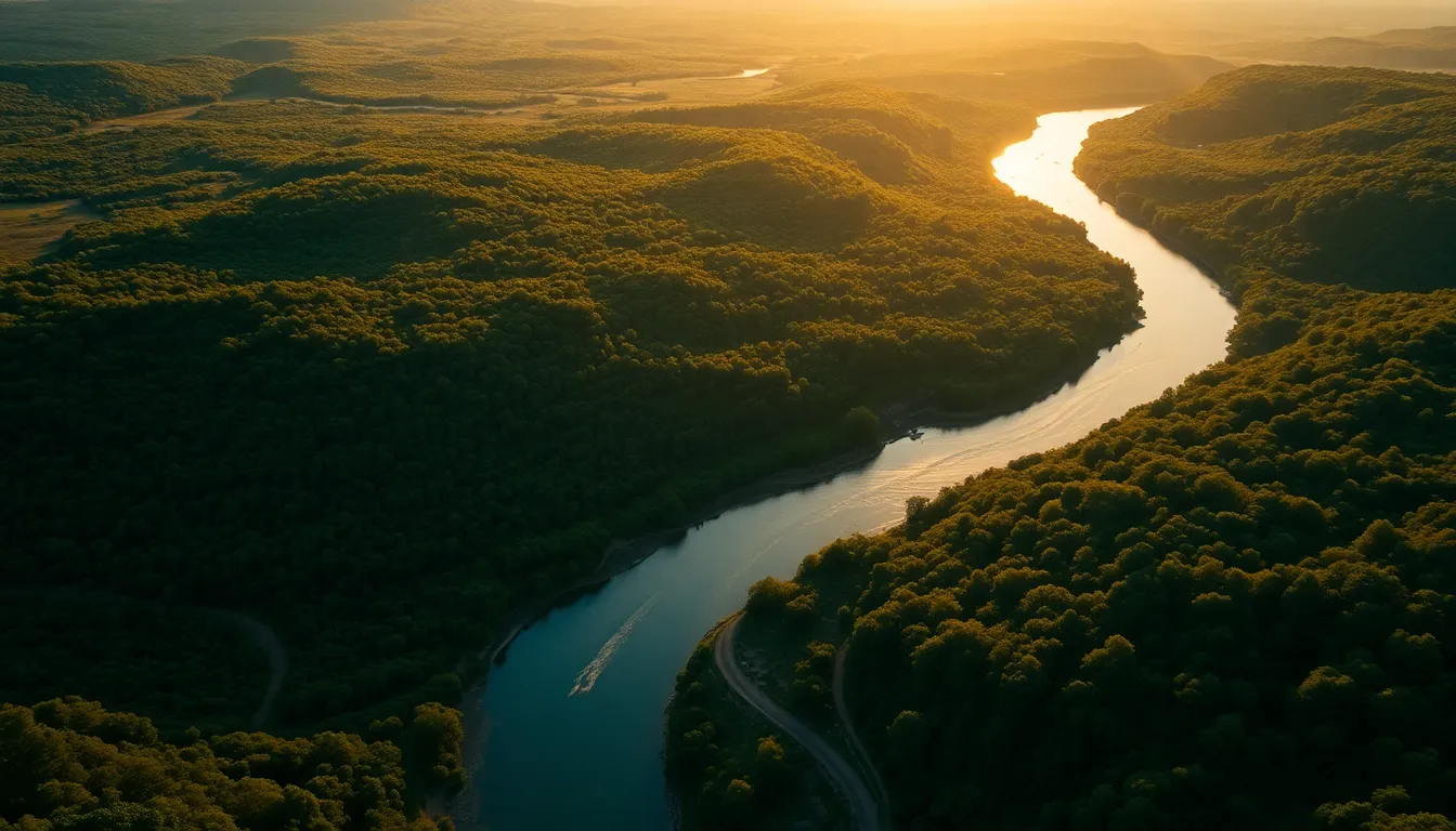 Winding River Through Lush Valley
