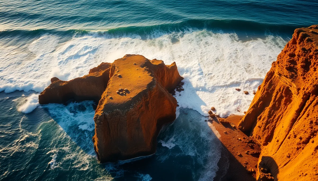 Dramatic Aerial View of Coastal Cliffs
