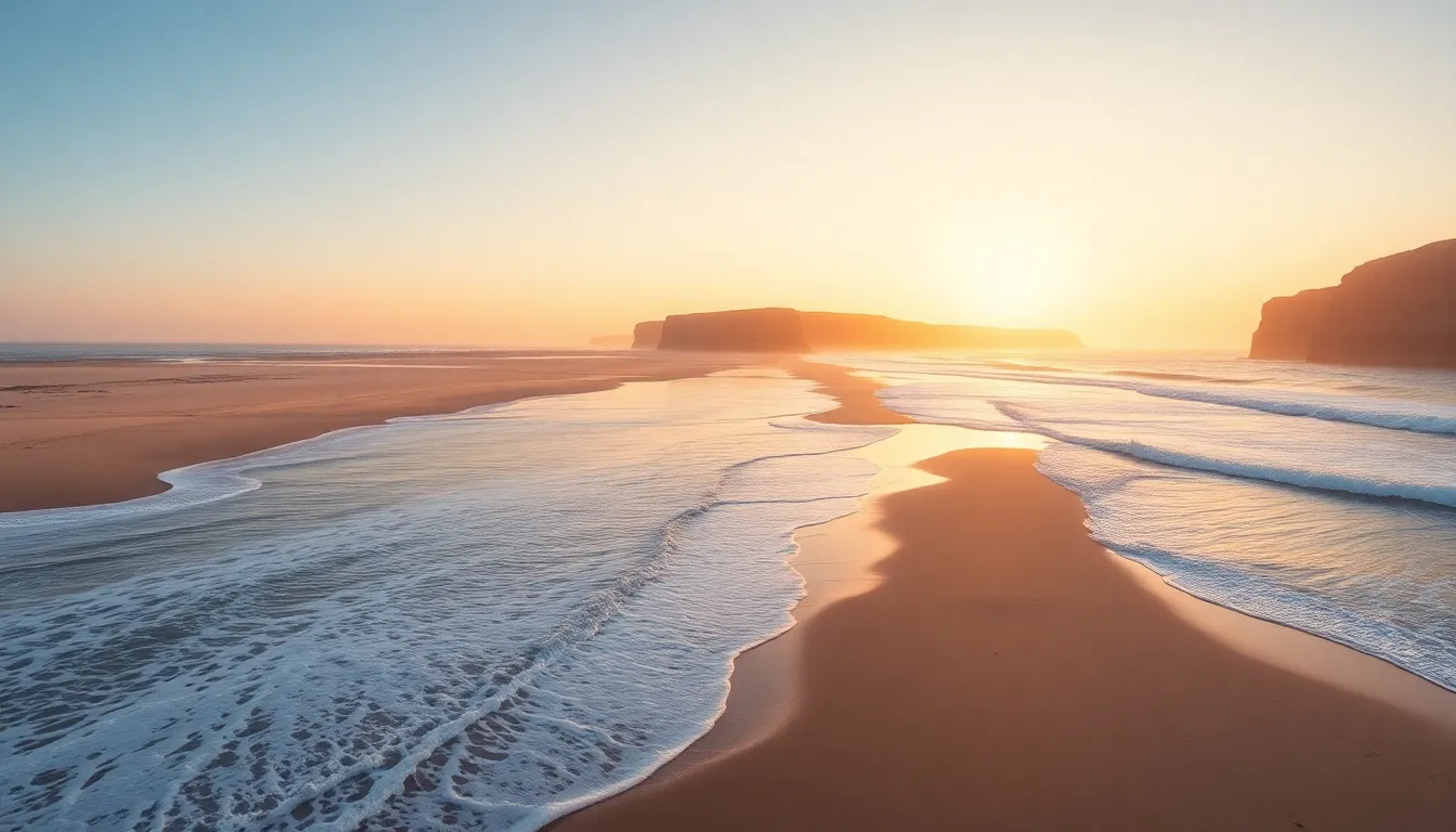 Majestic Aerial Coastline at Sunrise
