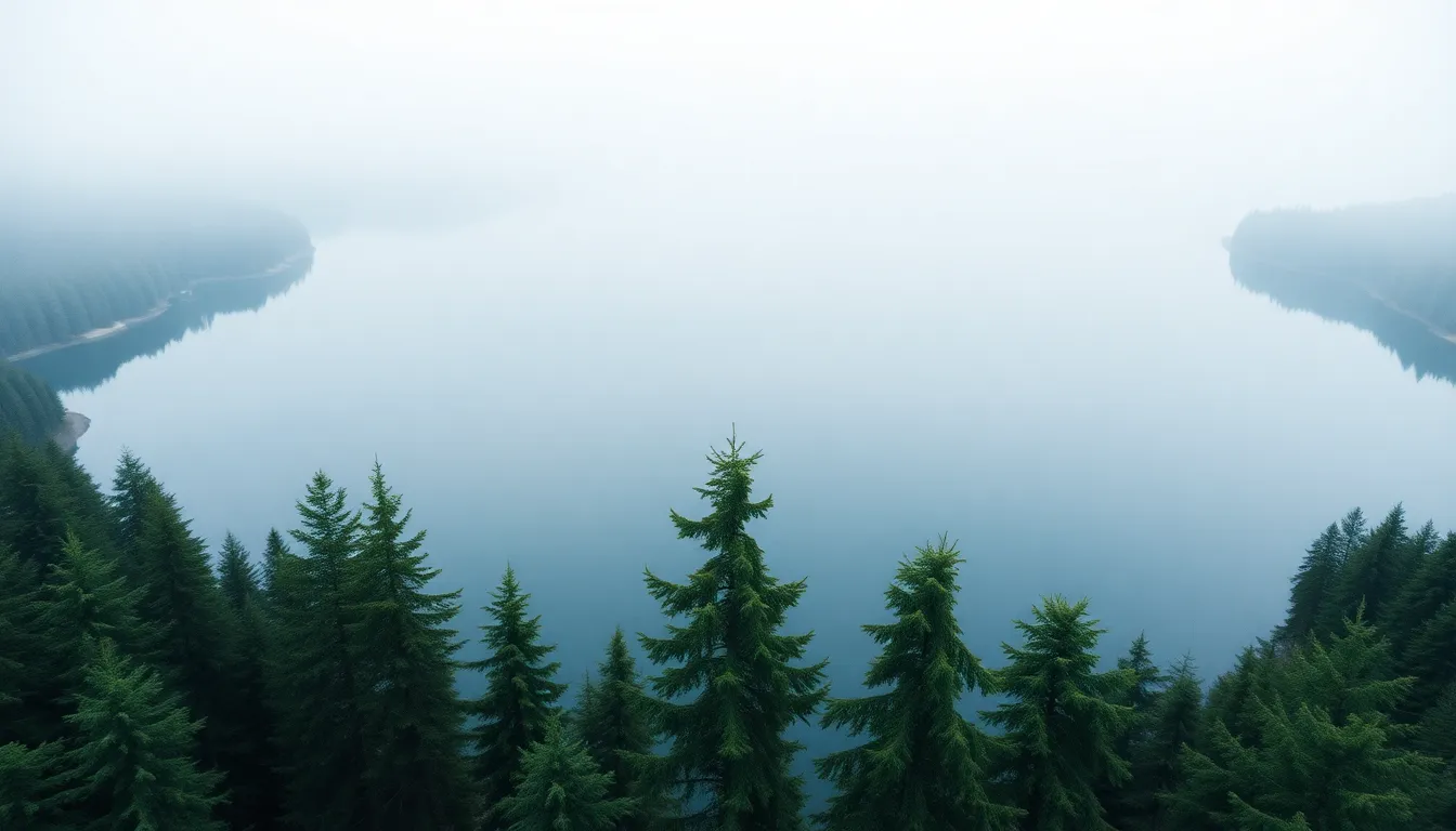 Tranquil Aerial View of Snow-Capped Mountains and Lake