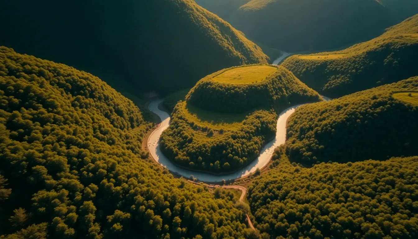 Aerial View of Lush Green Valley