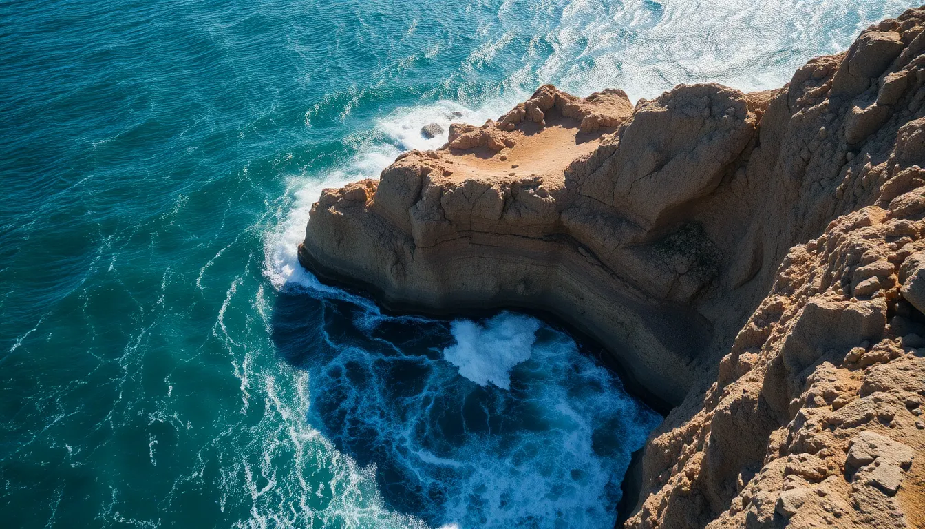 Dramatic Aerial View of Coastal Cliffs