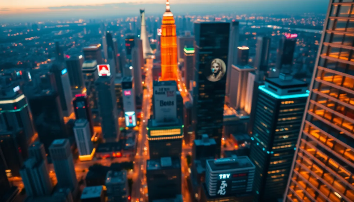 Vibrant Urban Cityscape at Twilight