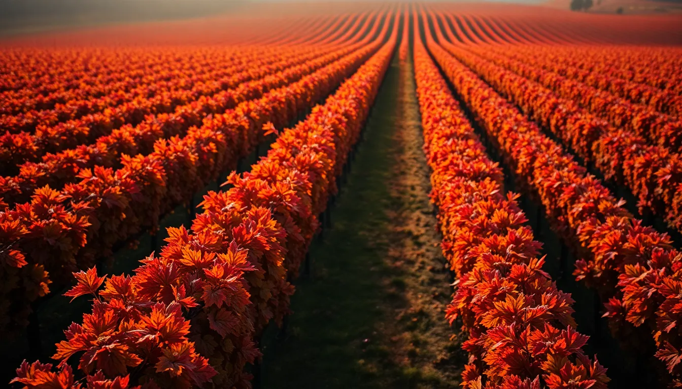 Sprawling Vineyard in Vibrant Autumn Colors