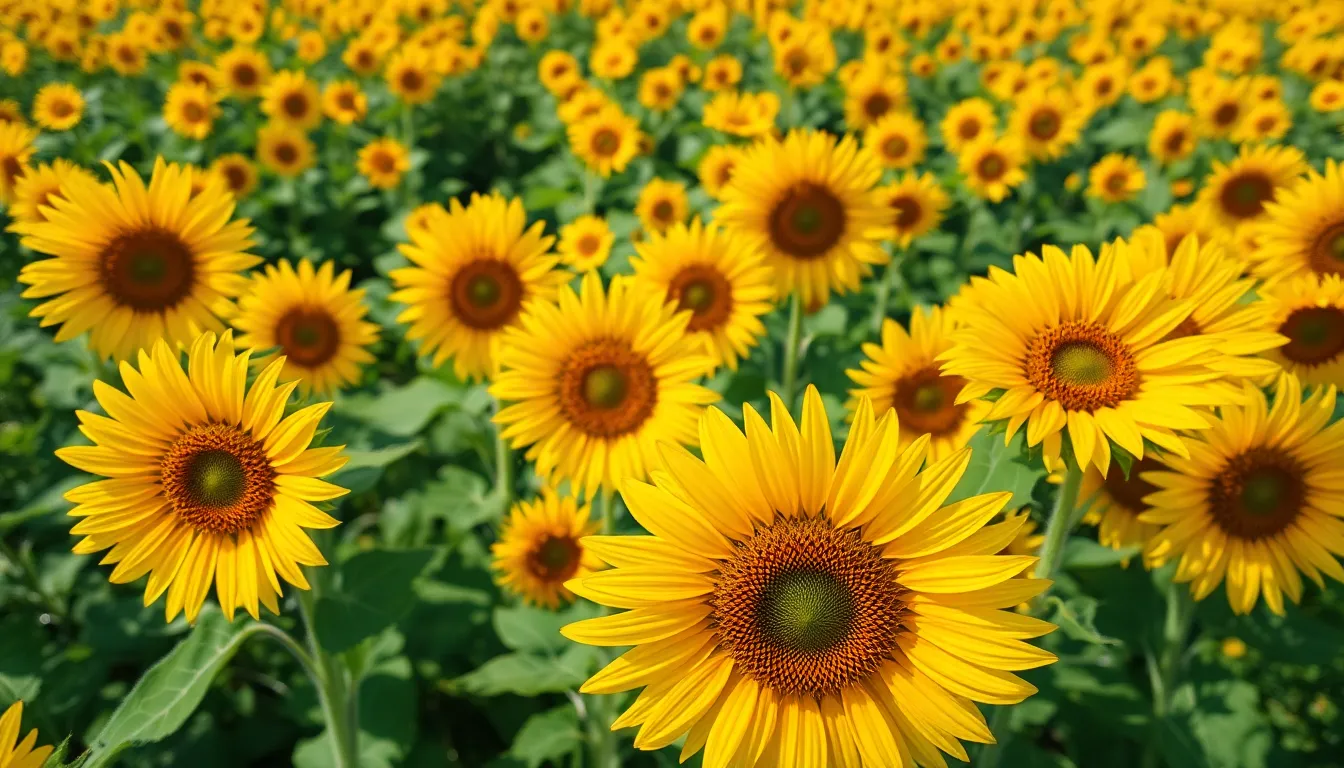 Aerial View of Vibrant Sunflower Field