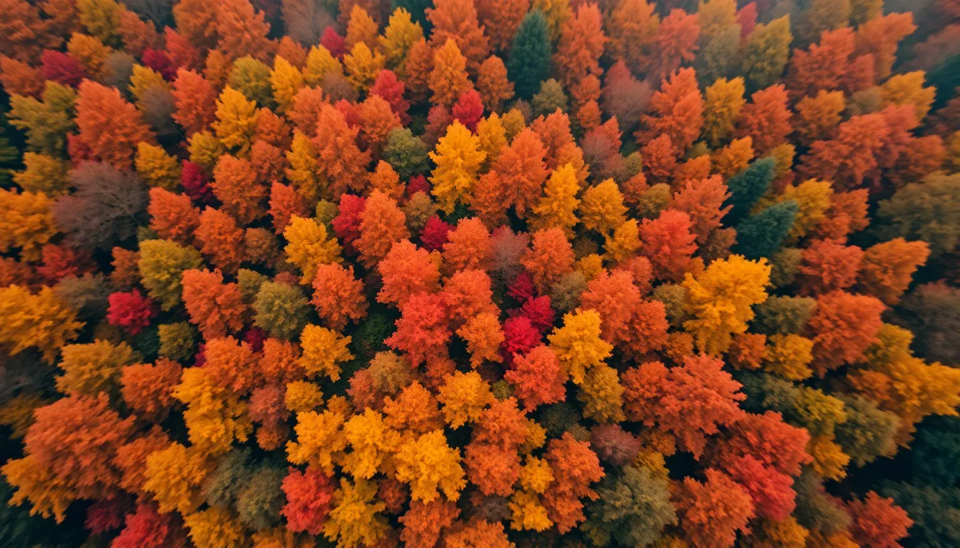 Vibrant Autumn Forest Aerial View