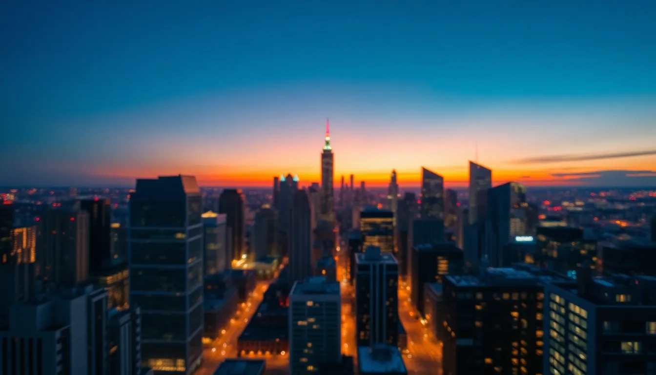 Vibrant City Skyline at Dusk