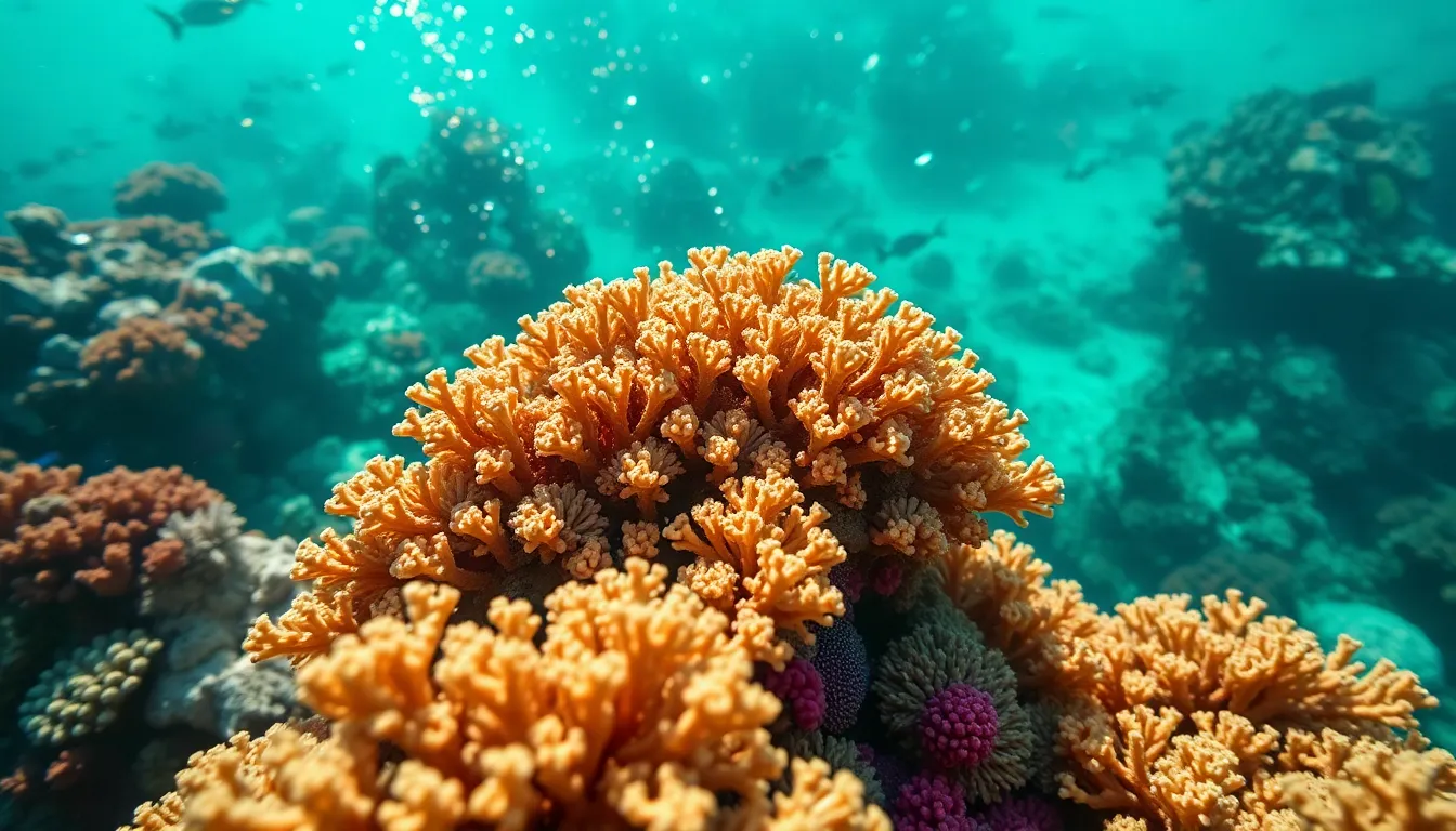 Aerial View of Colorful Coral Reef