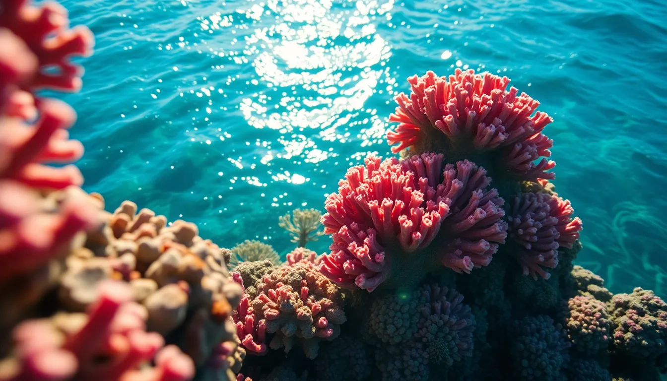 Vibrant Coral Reef Off Tropical Coastline