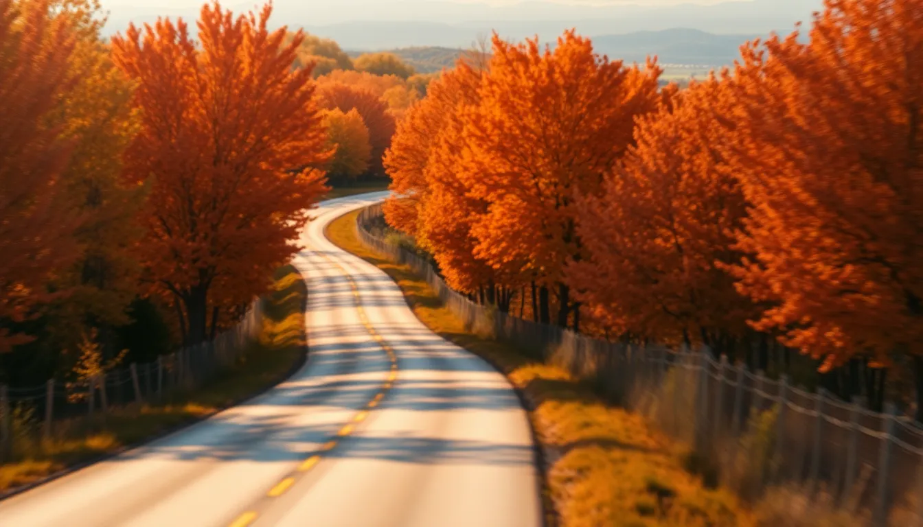 Winding Country Road in Autumn