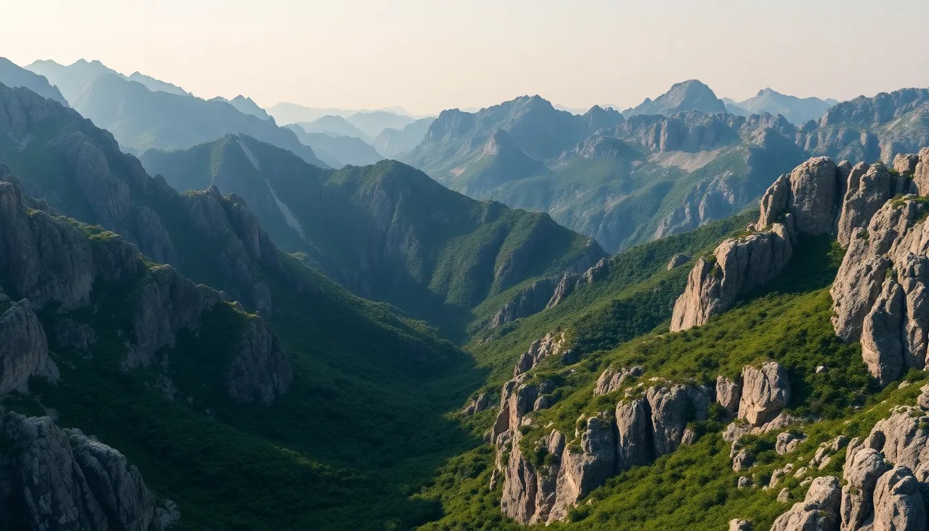 Ancient Mountain Range Aerial View