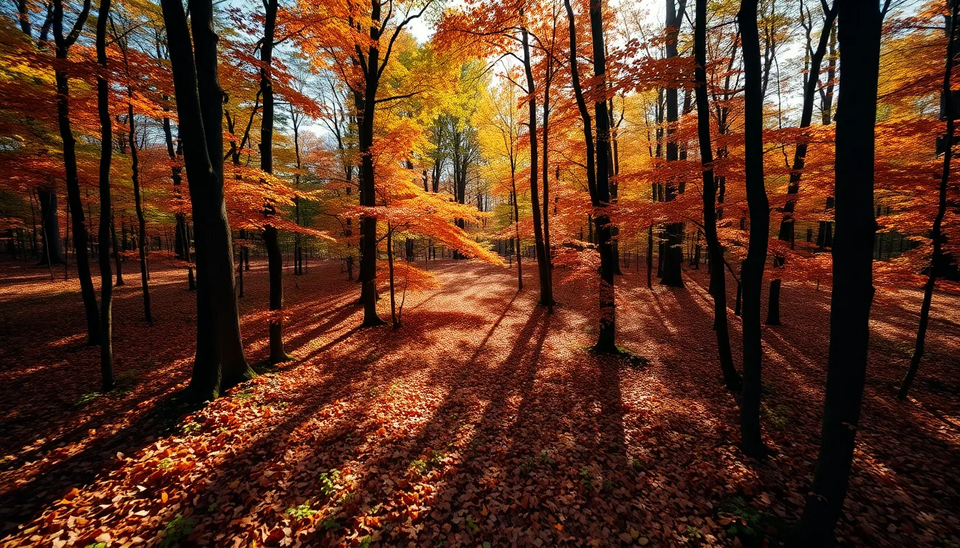 Vibrant Autumn Foliage in Aerial View