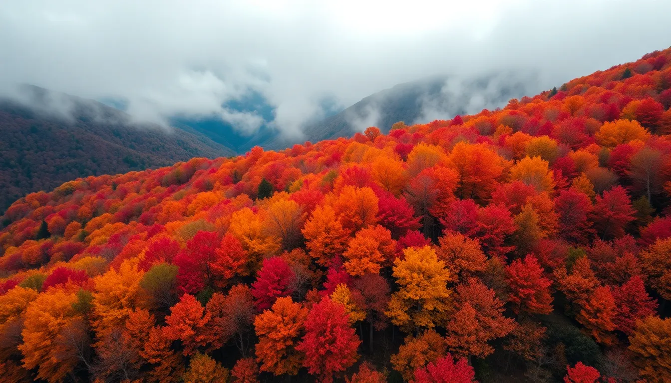 Autumn Foliage Over Mountainous Landscape