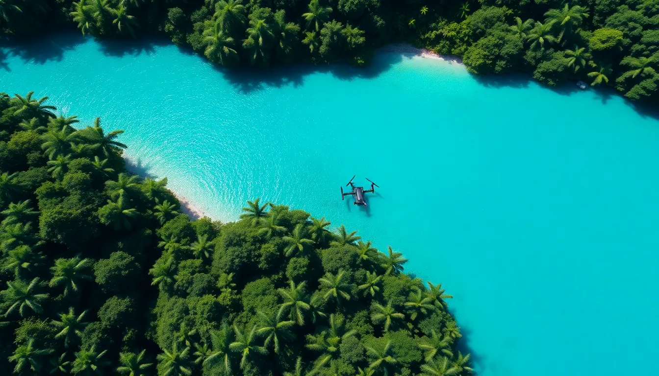 Aerial View of Tropical Lagoon