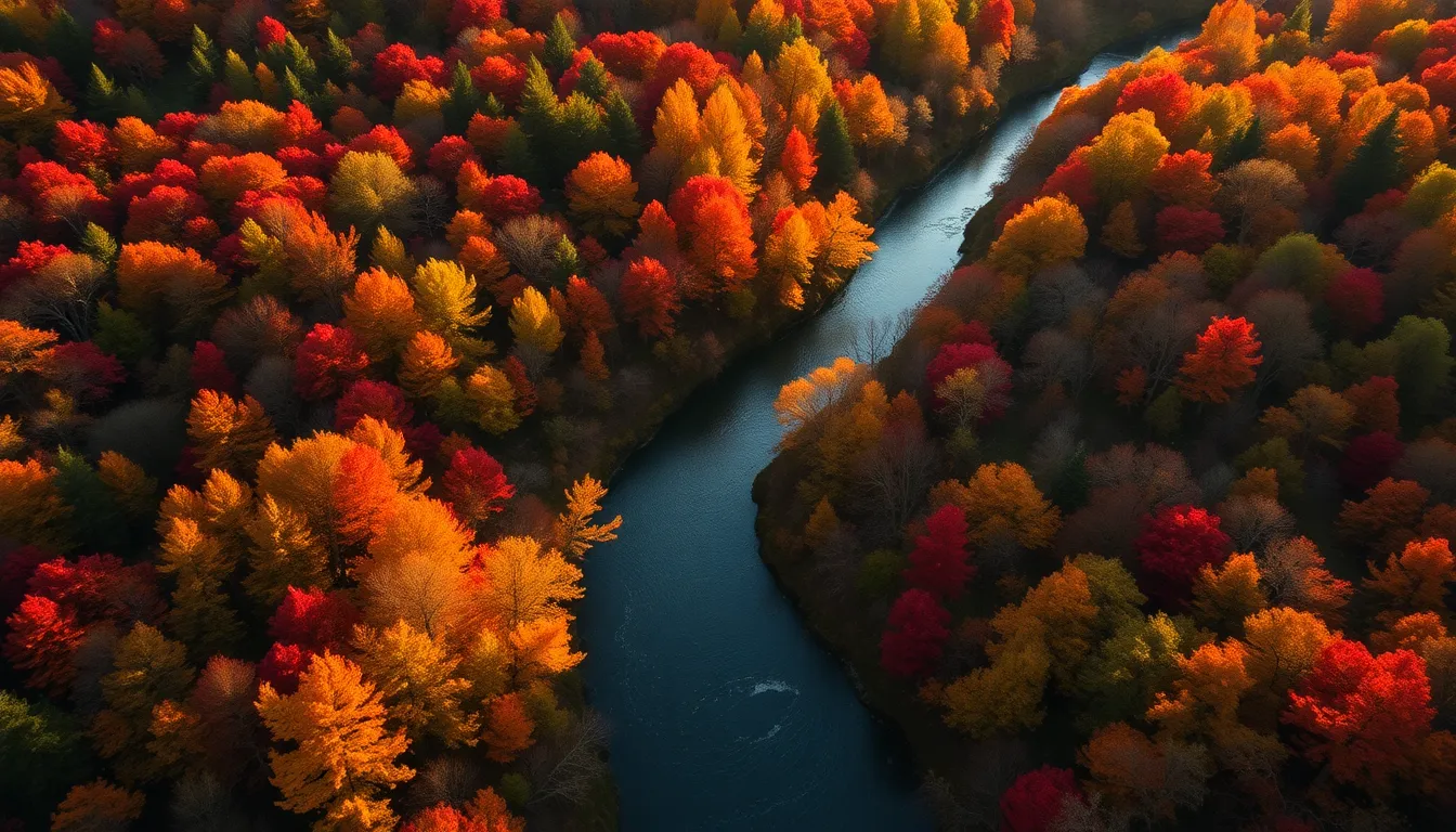 Autumn Forest with Winding River