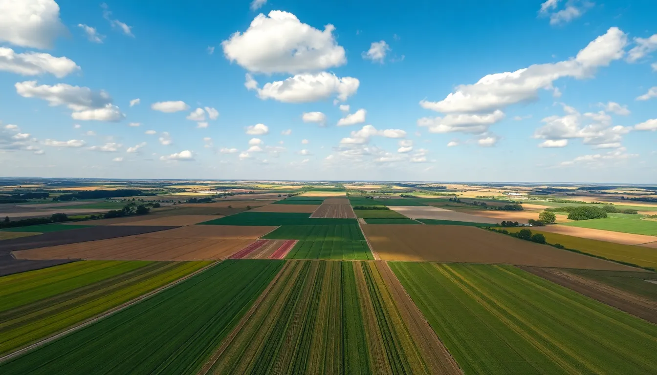 Colorful Agricultural Fields Aerial View