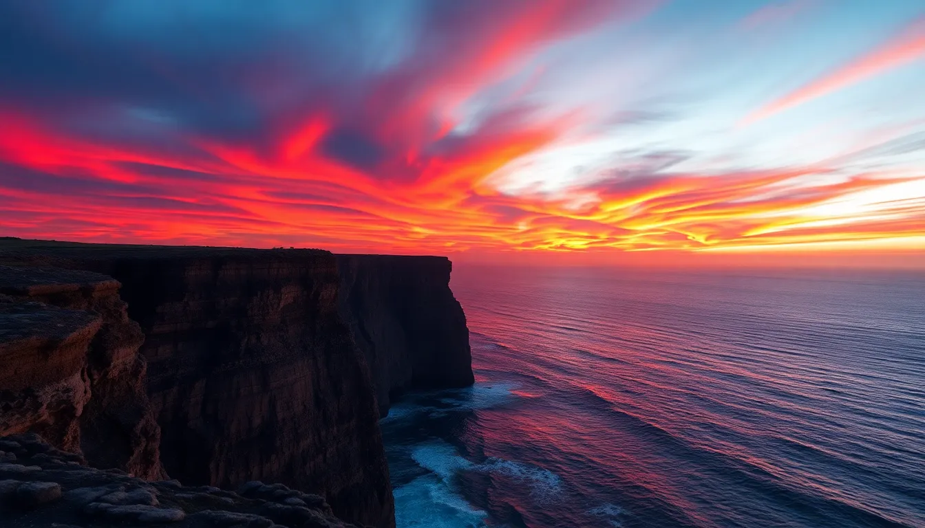 Dramatic Aerial Cliffside Sunset