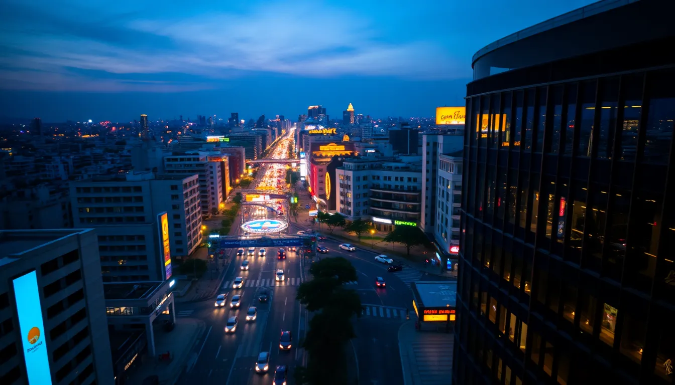 Twilight Urban Aerial View