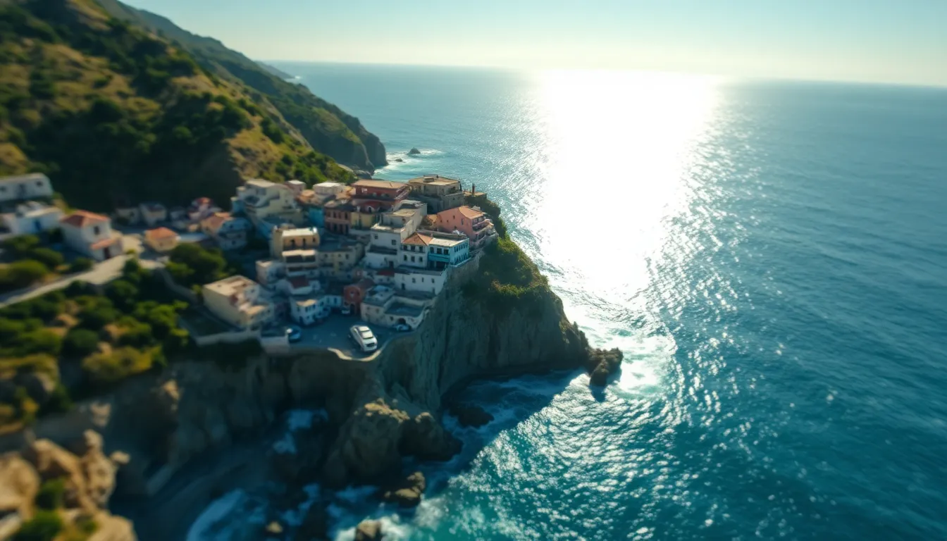 Coastal Cliffside Village Aerial View