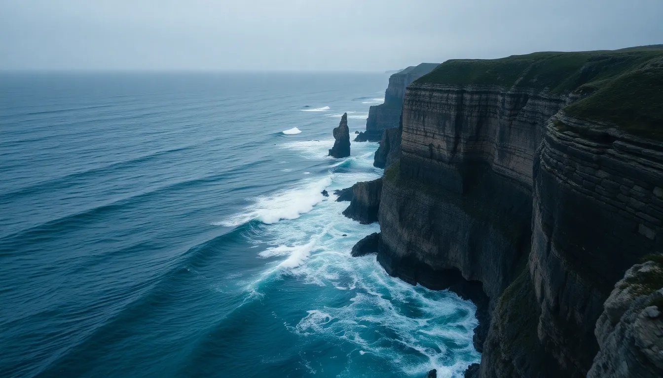 Dramatic Coastal Cliffside Aerial View