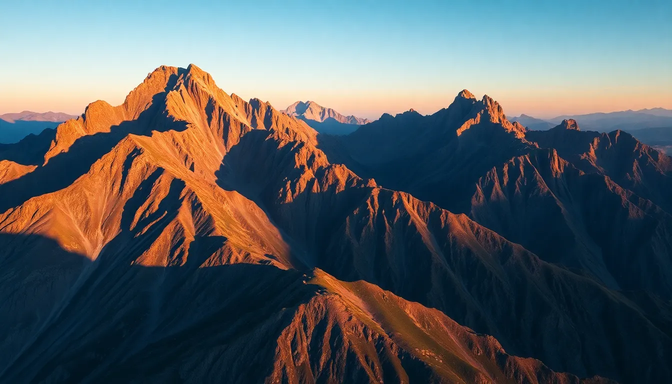 Dramatic Aerial View of Mountain Range