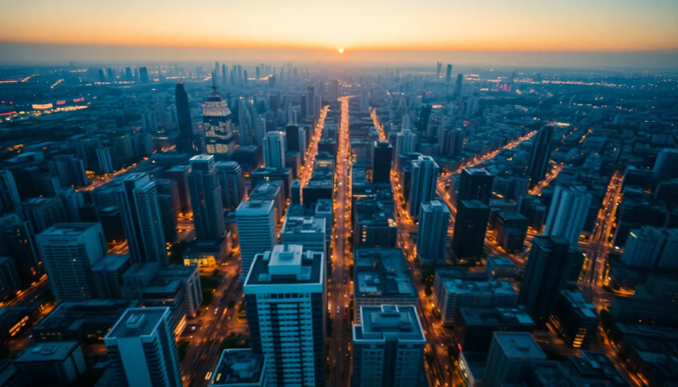 Sprawling Urban Cityscape at Dusk