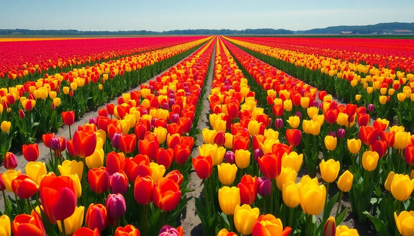 Vibrant Tulip Fields in Full Bloom