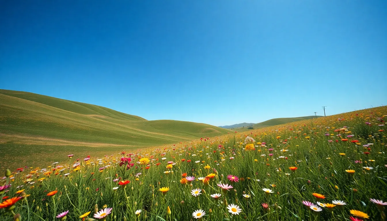 Vibrant Wildflower Hills Aerial View
