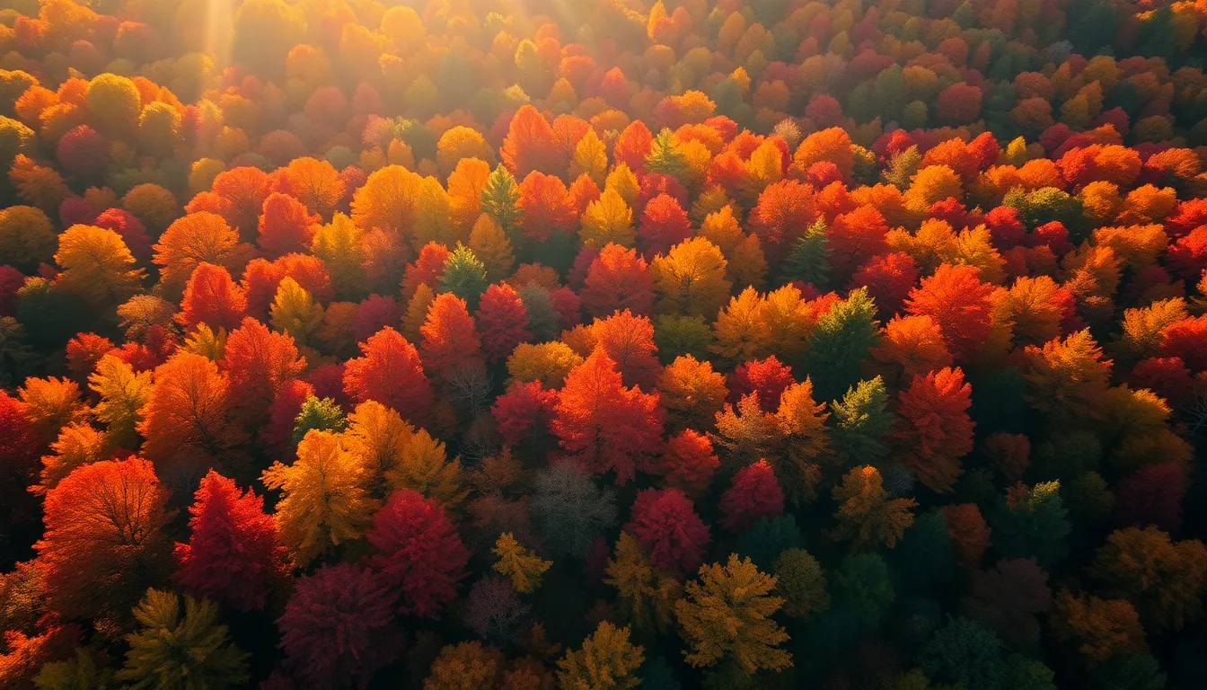 Vibrant Autumn Forest Aerial View